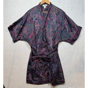 Vintage Y2K J.O. Intimates Paisley Kimono Robe Silky Lightweight Womens Medium M